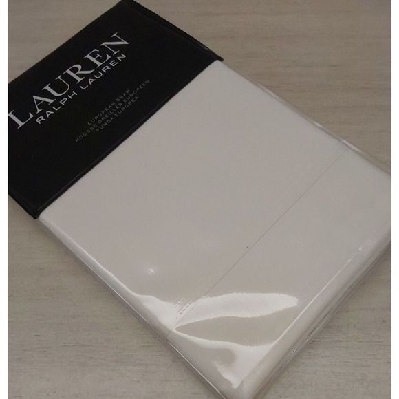 Ralph Lauren SPENCER BORDER SATEEN 100% Cotton WHITE European Euro Pillow Sham - Picture 4 of 10